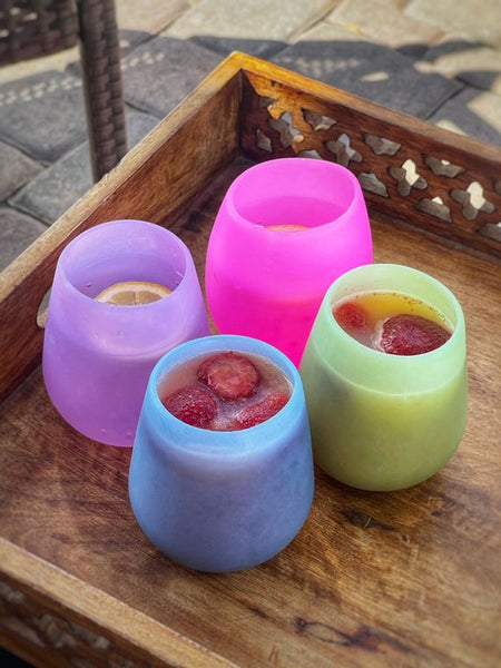 Unbreakable Portable Silicone Travel Wine Glasses + Bag